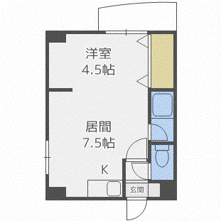 パークヒルズ新札幌(1DK/2階)の間取り写真