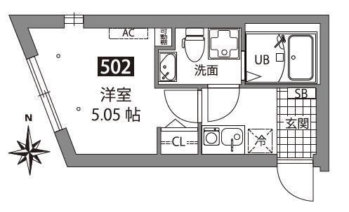 板橋1丁目PJ共同(1K/5階)の間取り写真