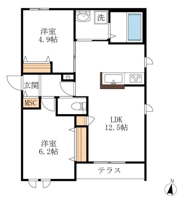 アークコート(2LDK/1階)の間取り写真