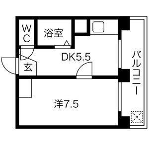 藤見ケ丘ASビル(1DK/2階)の間取り写真