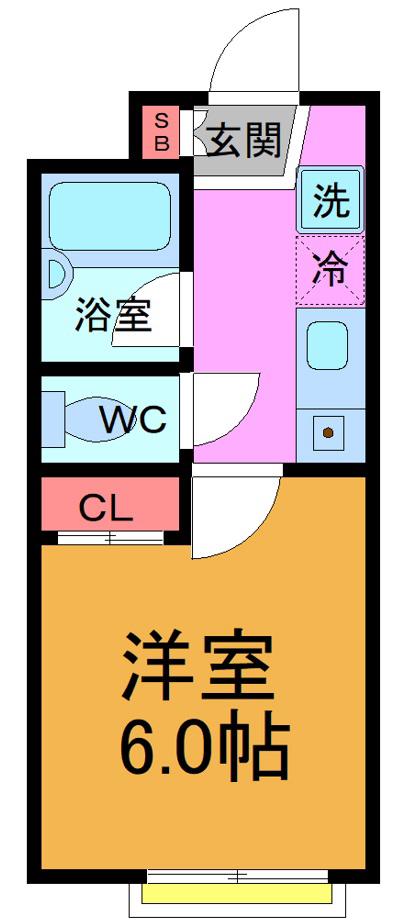 シャレオ津田沼(1K/1階)の間取り写真
