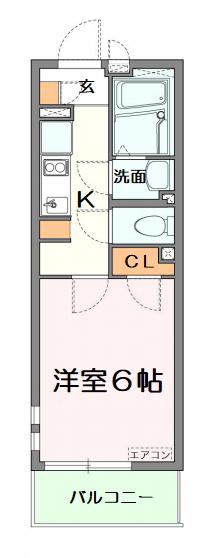 クレイノNISHIKI(1K/1階)の間取り写真