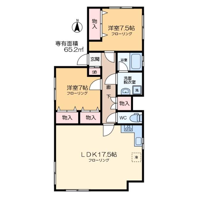 ドミールアップスカイ(2LDK/4階)の間取り写真