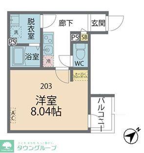 カインドネス小田急相模原ウエスト(1K/2階)の間取り写真