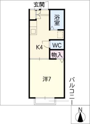 シャトレ関井(1K/2階)の間取り写真