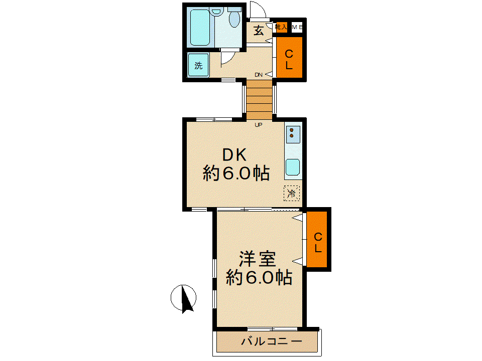 第3メゾンアマノ(1DK/2階)の間取り写真