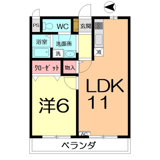 デルニアコート(1LDK/1階)の間取り写真