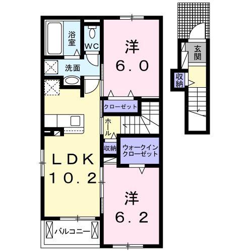 フェリーチェMK III(2LDK/2階)の間取り写真