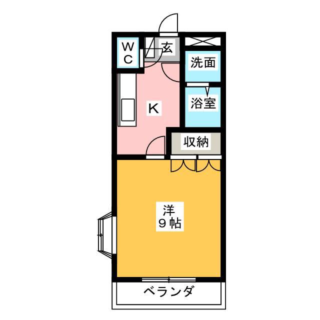 ルーミンズ・ヒル(1K/1階)の間取り写真