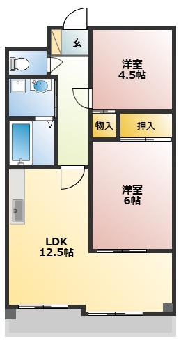 ヒルズ小山台III(2LDK/2階)の間取り写真