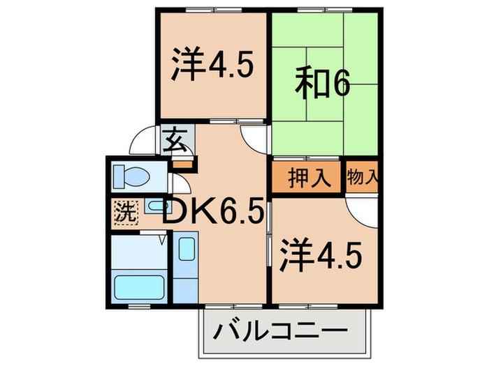 アーバン向ヶ丘A(3DK/2階)の間取り写真