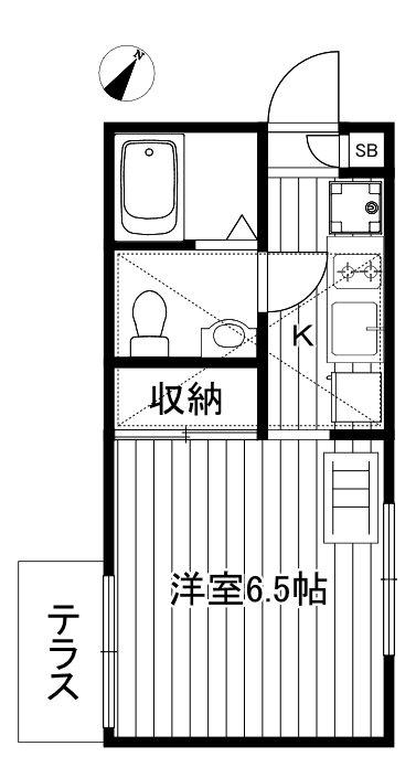 ピュア氷川台二番館(1K/1階)の間取り写真