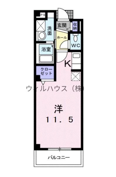 ユングフラウⅡ(ワンルーム/1階)の間取り写真