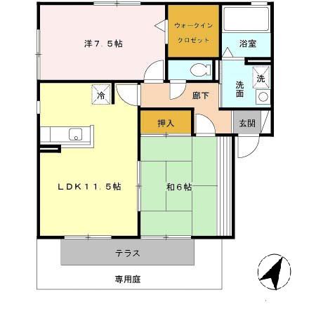 ビューハイツ西浦田(2LDK/1階)の間取り写真