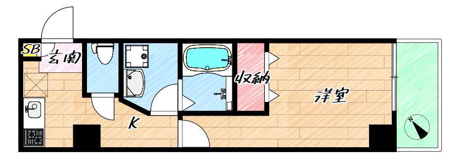 MESSAGE九条みなと通II(1K/5階)の間取り写真