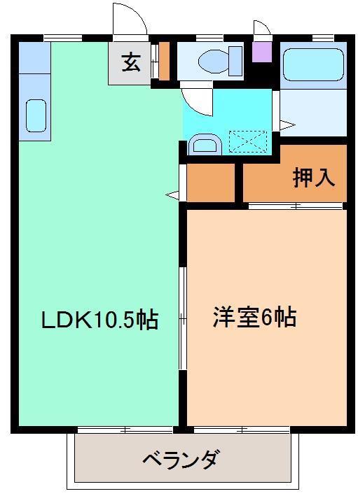 メゾンエクスプレスA(1LDK/2階)の間取り写真