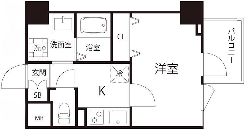 TRIMESTORIEL(1K/1階)の間取り写真