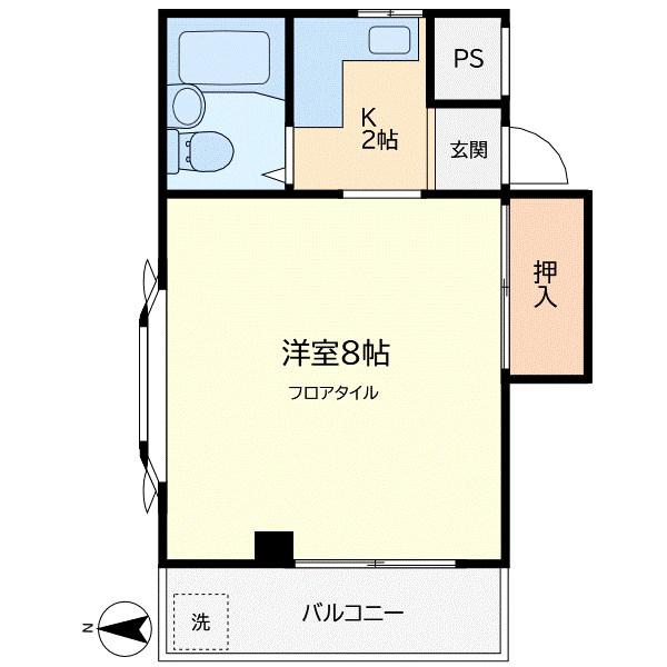 松本ビル(1K/2階)の間取り写真