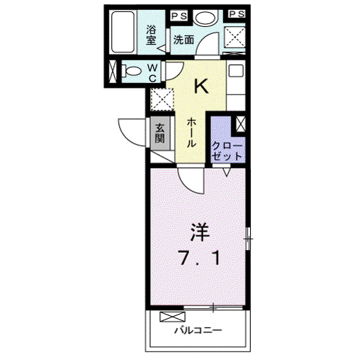 PRANDIA(1K/1階)の間取り写真