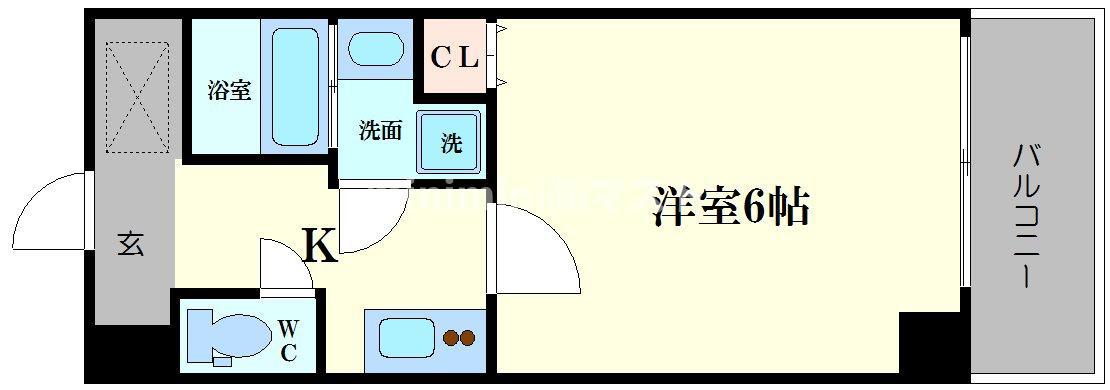 ウーロ玉造II(1K/3階)の間取り写真