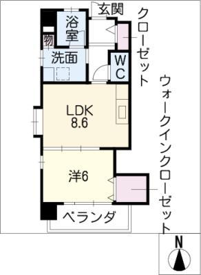 ウエストポイント(1LDK/2階)の間取り写真