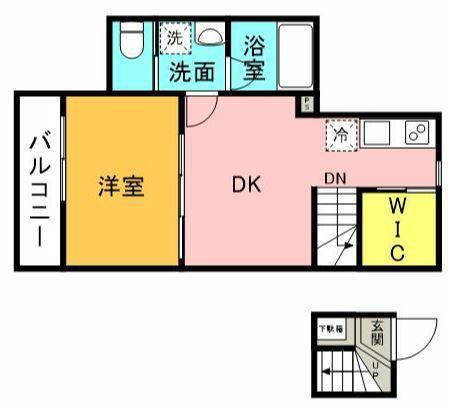 K-HOUSE西蒲田(1DK/2階)の間取り写真