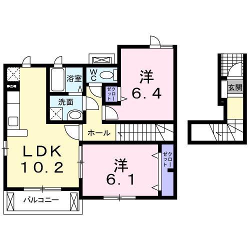 グラディート(2LDK/2階)の間取り写真