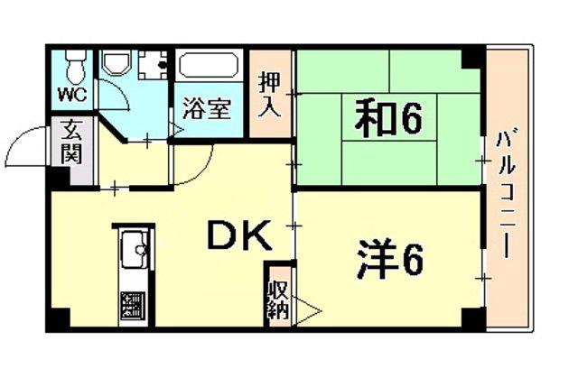 プレバーハイツ(2DK/1階)の間取り写真