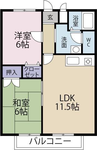 ヴィラスズエ(2LDK/1階)の間取り写真