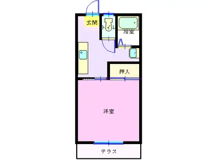 コーポ飛鳥(1K/1階)の間取り写真