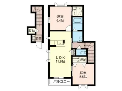 プラージュ(2LDK/2階)の間取り写真