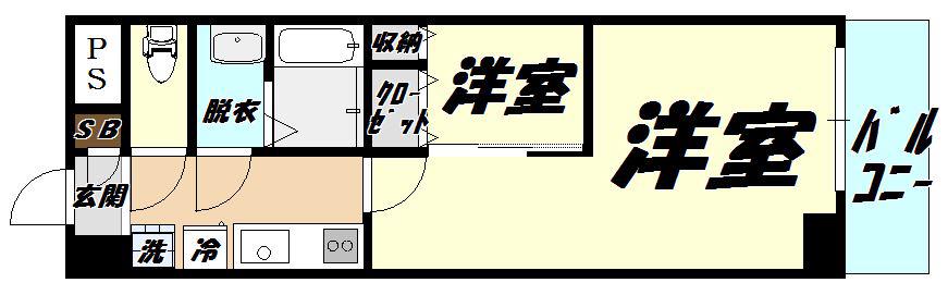 デザイナープリンセス77(2K/3階)の間取り写真