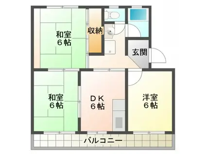 ハビテーション杉田(3DK/2階)の間取り写真