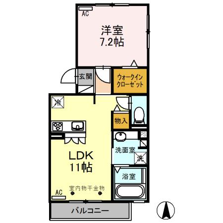 グランシャリオN(1LDK/2階)の間取り写真