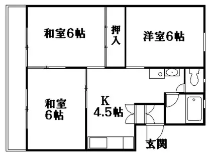 第2大幸ハイツ(3DK/4階)の間取り写真