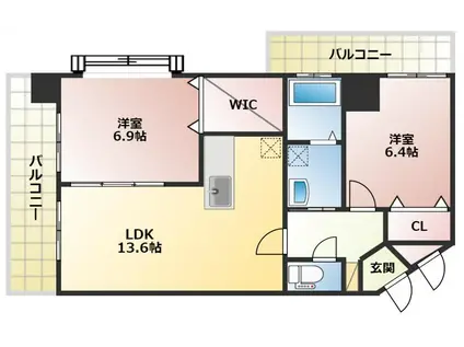 サンシャイン十番館.曽根(2LDK/4階)の間取り写真