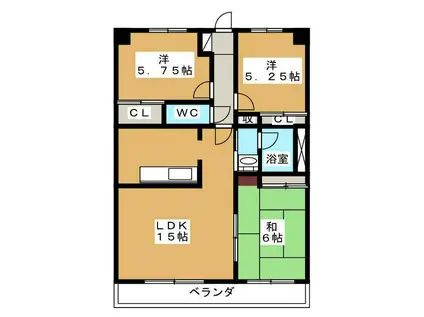 ソシア竜南(3LDK/1階)の間取り写真