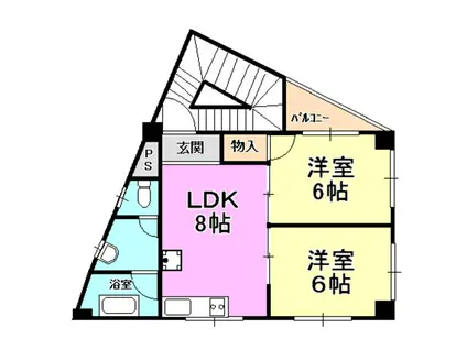 増田ビル(2DK/4階)の間取り写真