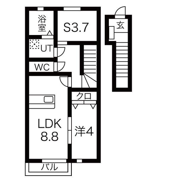 LILIAN(1LDK/1階)の間取り写真