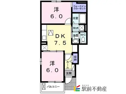 アールフォーレ(2DK/1階)の間取り写真