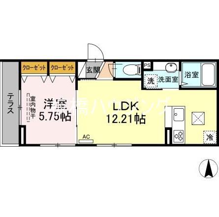 エクセリア田柄(1LDK/1階)の間取り写真