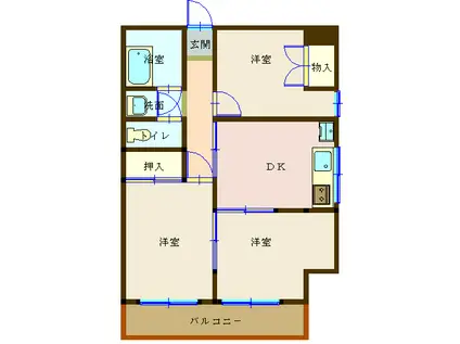 林谷 宝町マンション(3DK/4階)の間取り写真