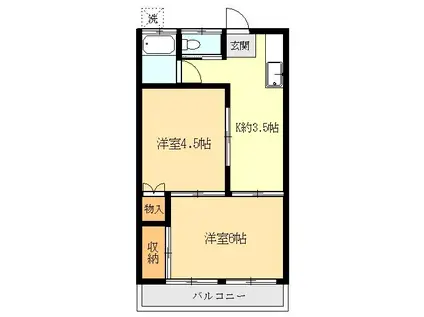 泉荘(2K/2階)の間取り写真