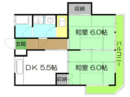 大川ハイツ(2DK/3階)の間取り写真