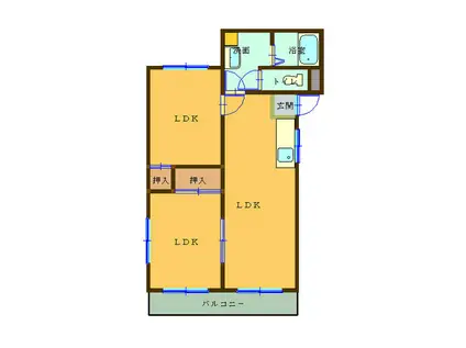 グランデール(2LDK/2階)の間取り写真