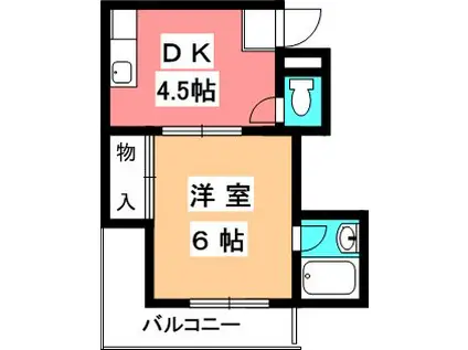 ハイツサンシャイン(1K/2階)の間取り写真
