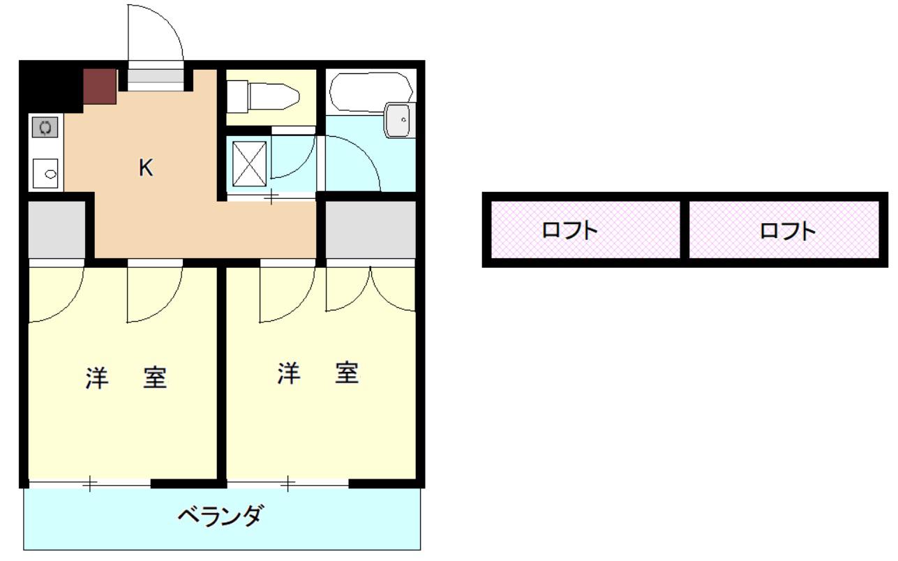 サンタリーベ(2K/2階)の間取り写真