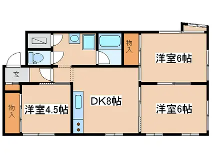 コーポ鶴ヶ岱(3DK/2階)の間取り写真