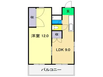 コーポMIKI I南棟(1LDK/4階)の間取り写真