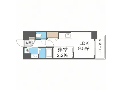 ライフプラン赤坂(1LDK/9階)の間取り写真